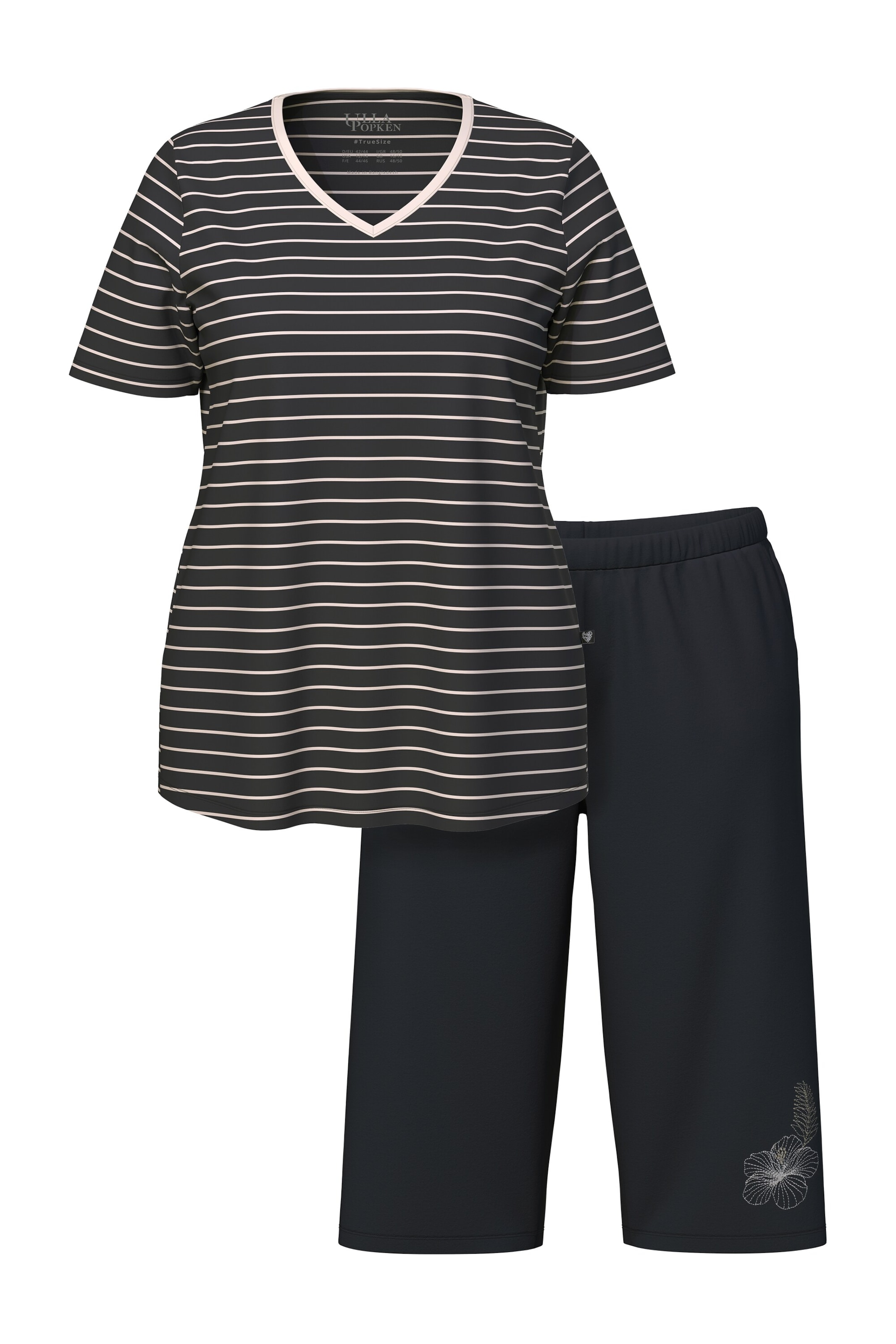 Ulla Popken Pyjama in Zwart: voorkant