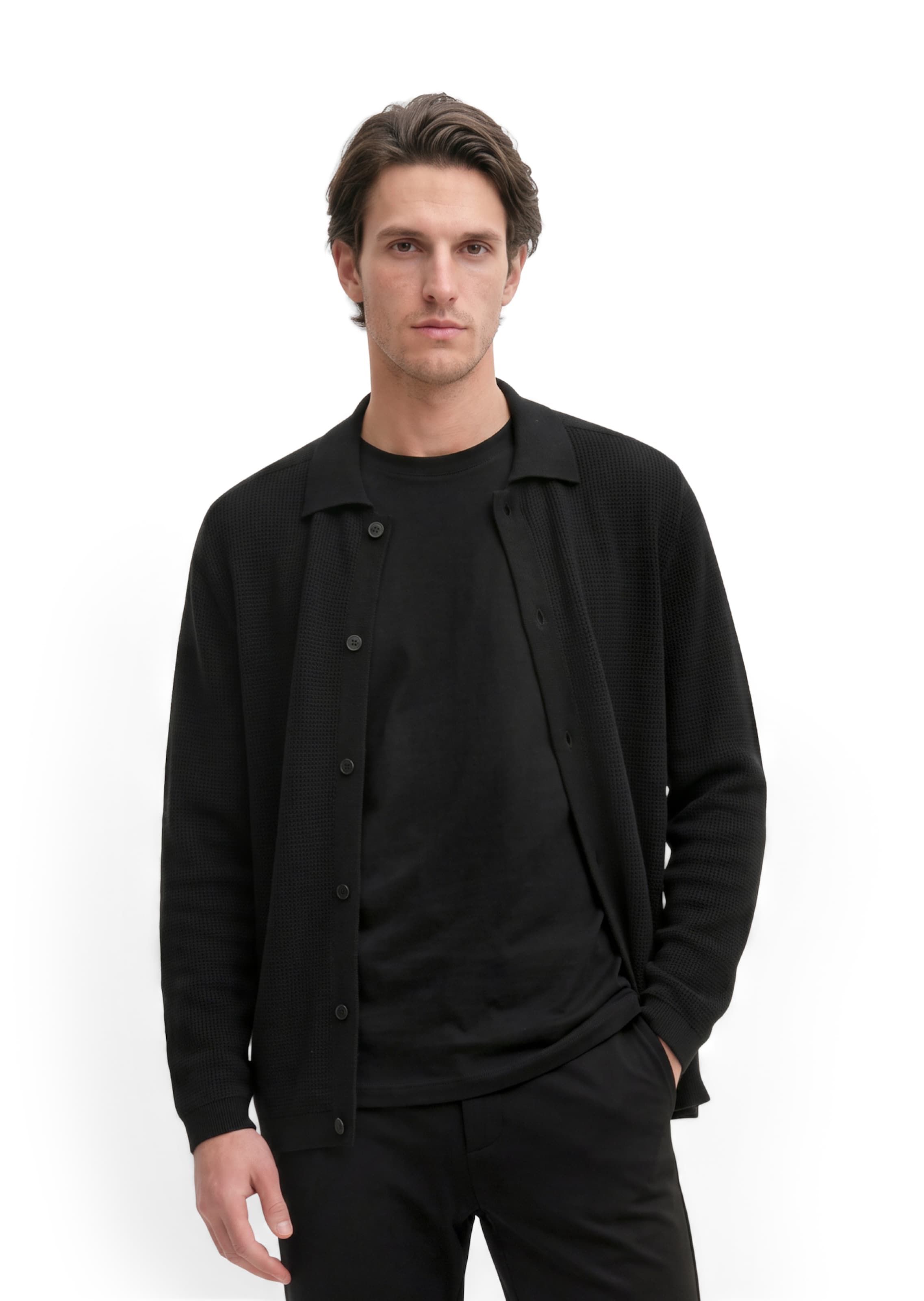Marc O'Polo Strickjacke in Schwarz: Vorderseite