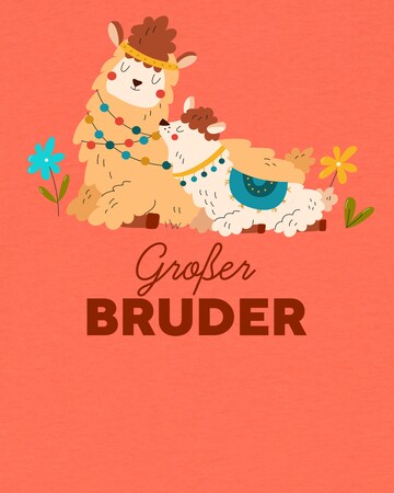 T-Shirt 'Lama Großer Bruder' watabout.kids en orange