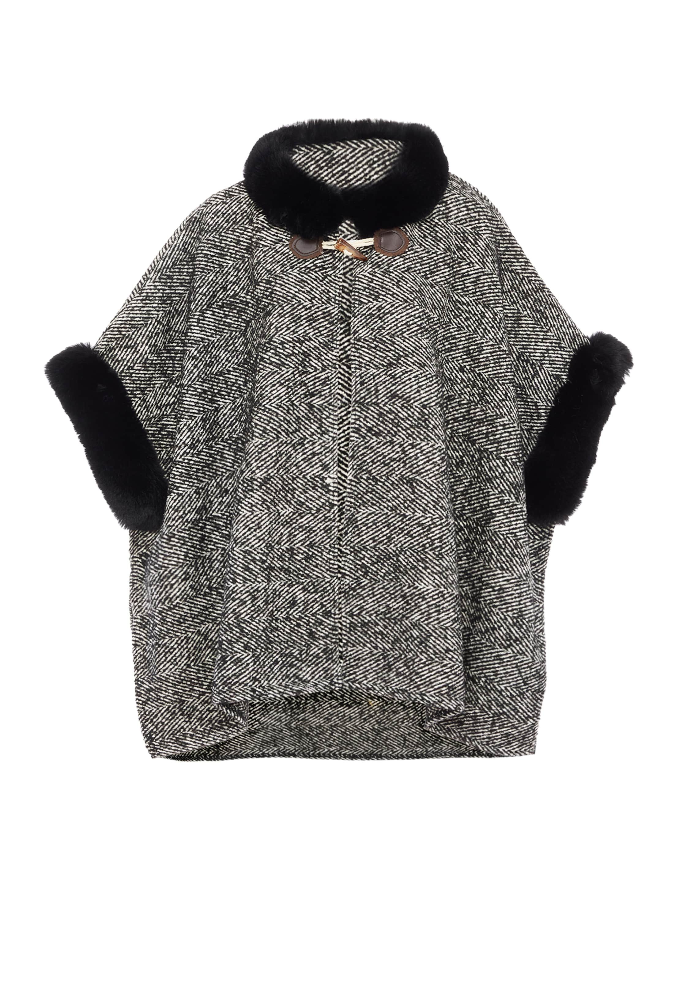 FRAULLY Cape in Zwart: voorkant