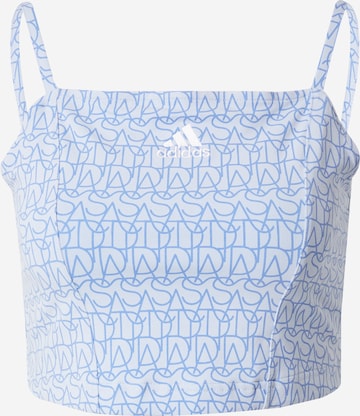 ADIDAS SPORTSWEAR Αθλητικό τοπ 'Allover Graphic Corset-Inspired' σε μπλε: μπροστά