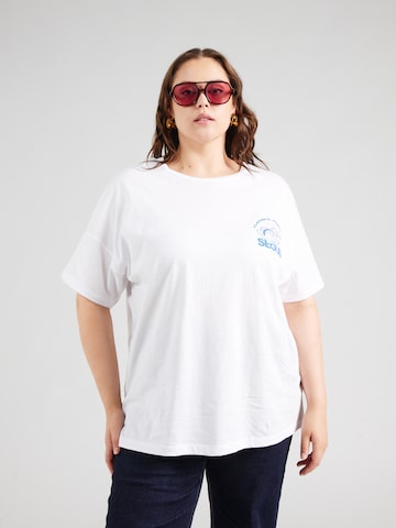 Tricou 'NMIDA RAMEN' de la Noisy May Curve pe alb