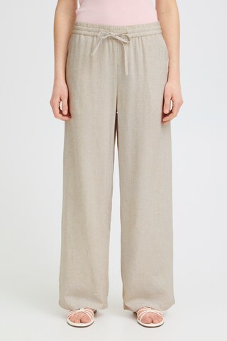 Wide Leg Pantalon 'FRJETT' Fransa en beige : devant