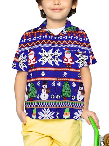 Regular fit Camicia 'Christmas Rows' di King Kameha in blu: frontale