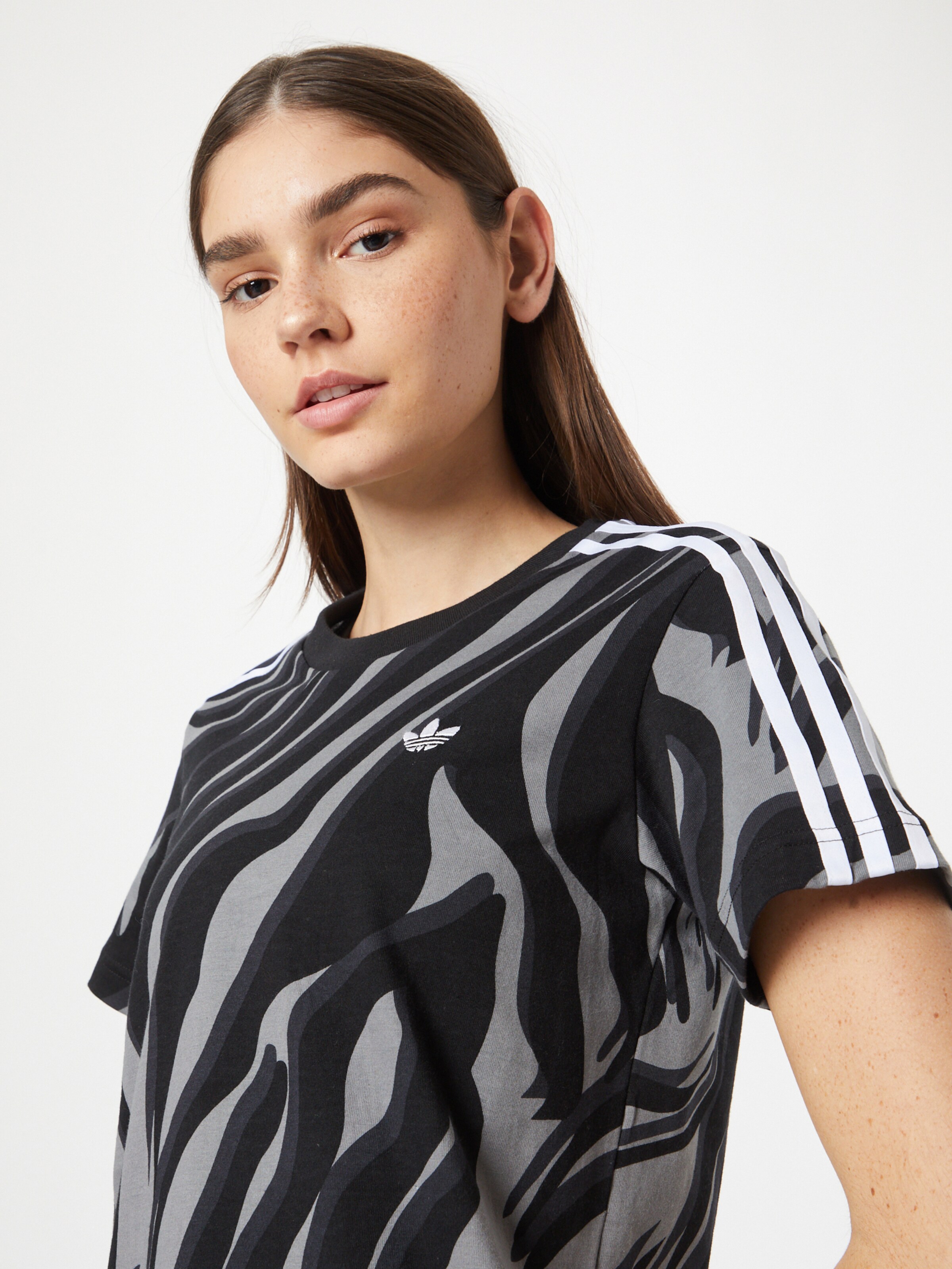 ADIDAS ORIGINALS Shirt Abstract Allover Animal Print in Black ABOUT YOU