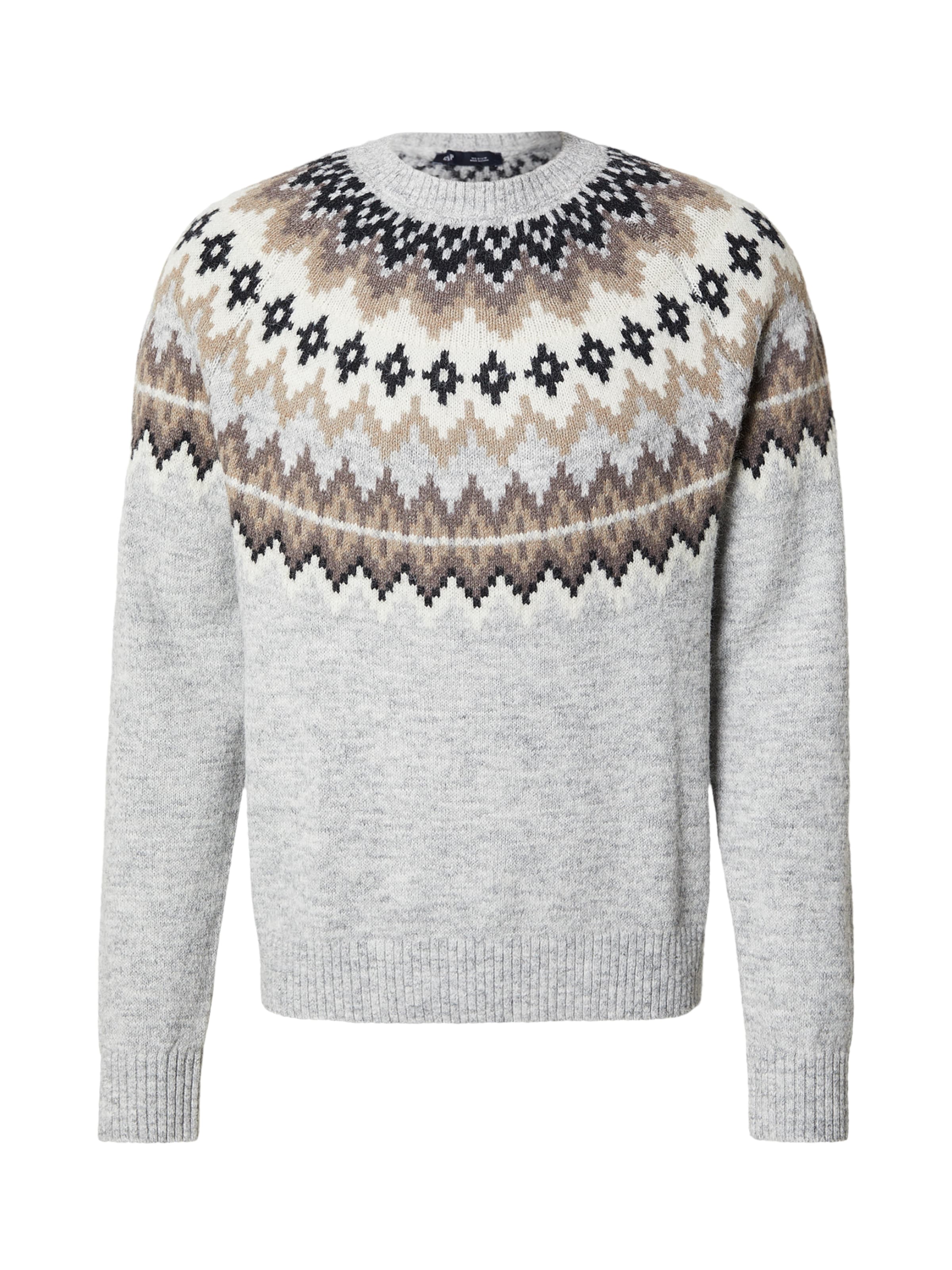 GAP Jersey 'FAIR ISLE YOKE' en marrón claro / gris moteado / negro, Vista del producto