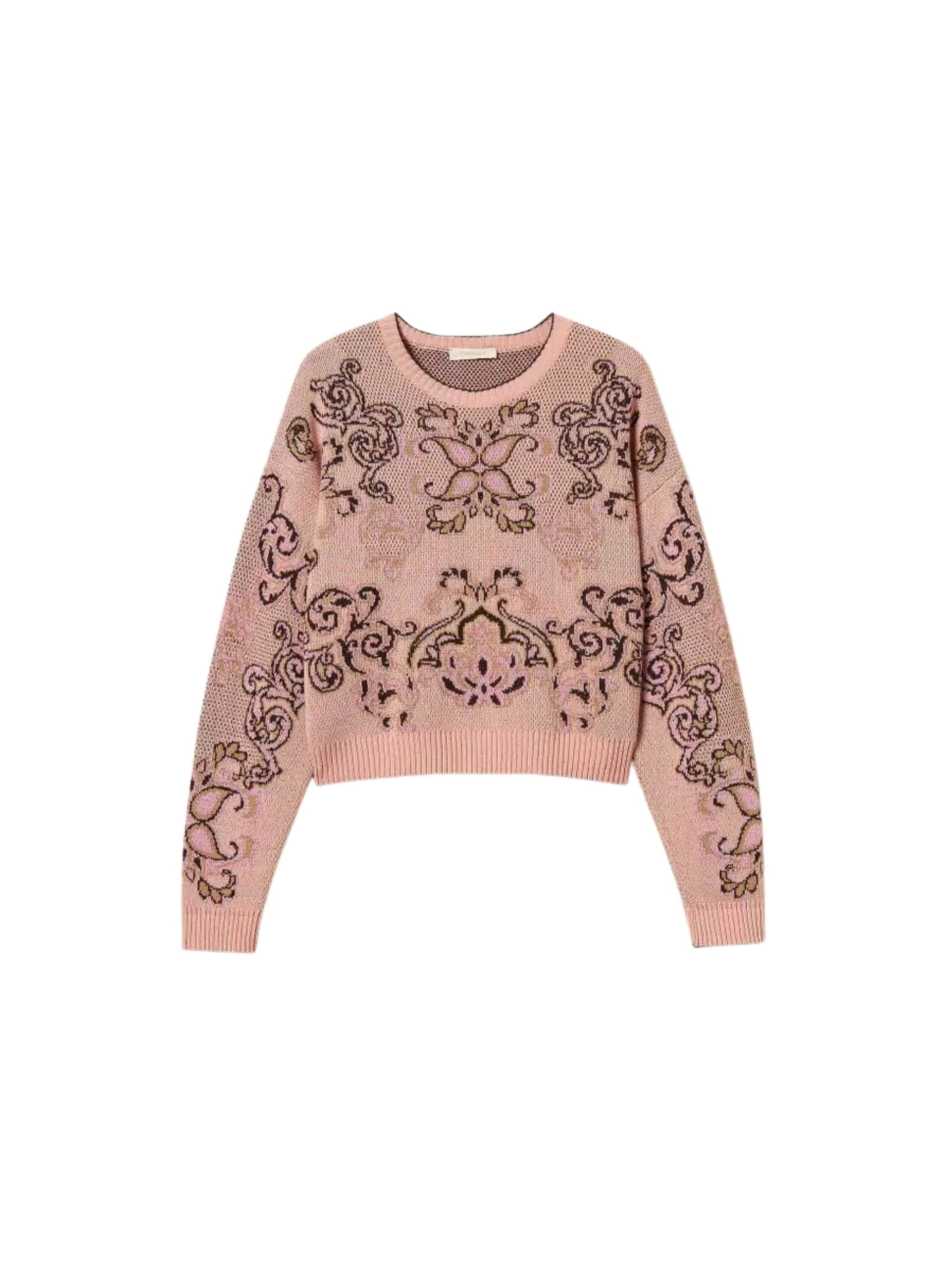 Twinset Sweater 'Jacquard wool blend sweater' in Pink: front