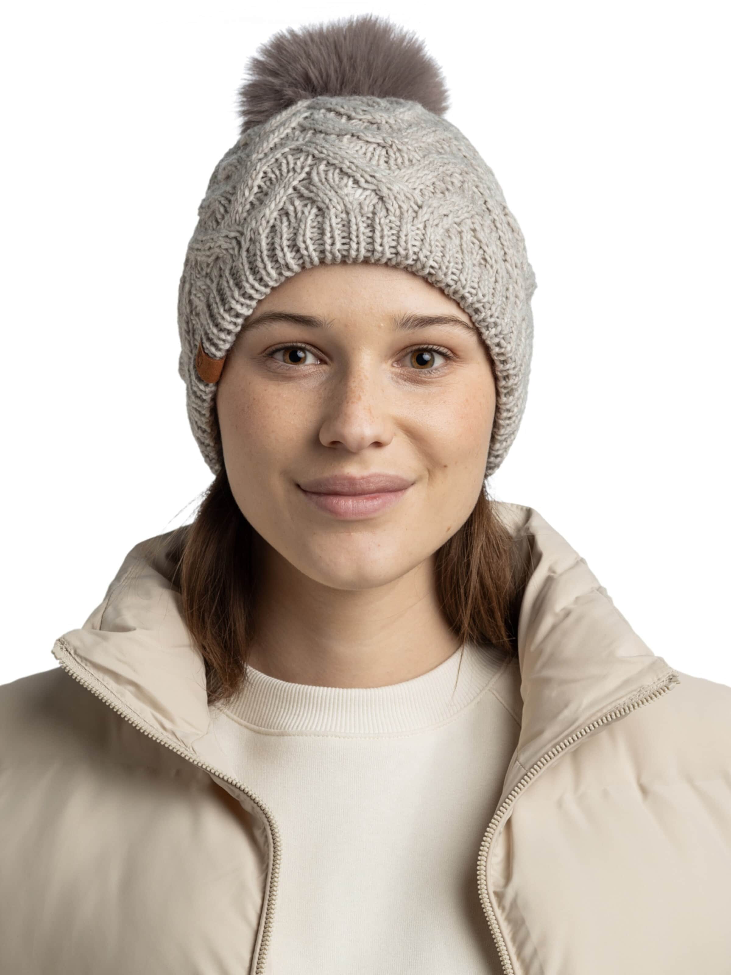 Bonnet 'Buff Knitted Fleece Caryn Beanie' BUFF en gris : devant