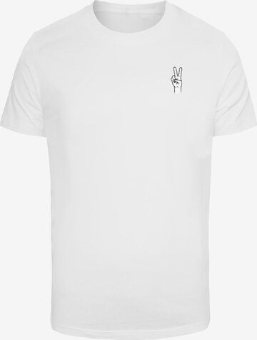 T-Shirt 'Peace Hand' Mister Tee en blanc : devant