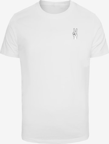 T-Shirt 'Peace Hand' Mister Tee en blanc : devant