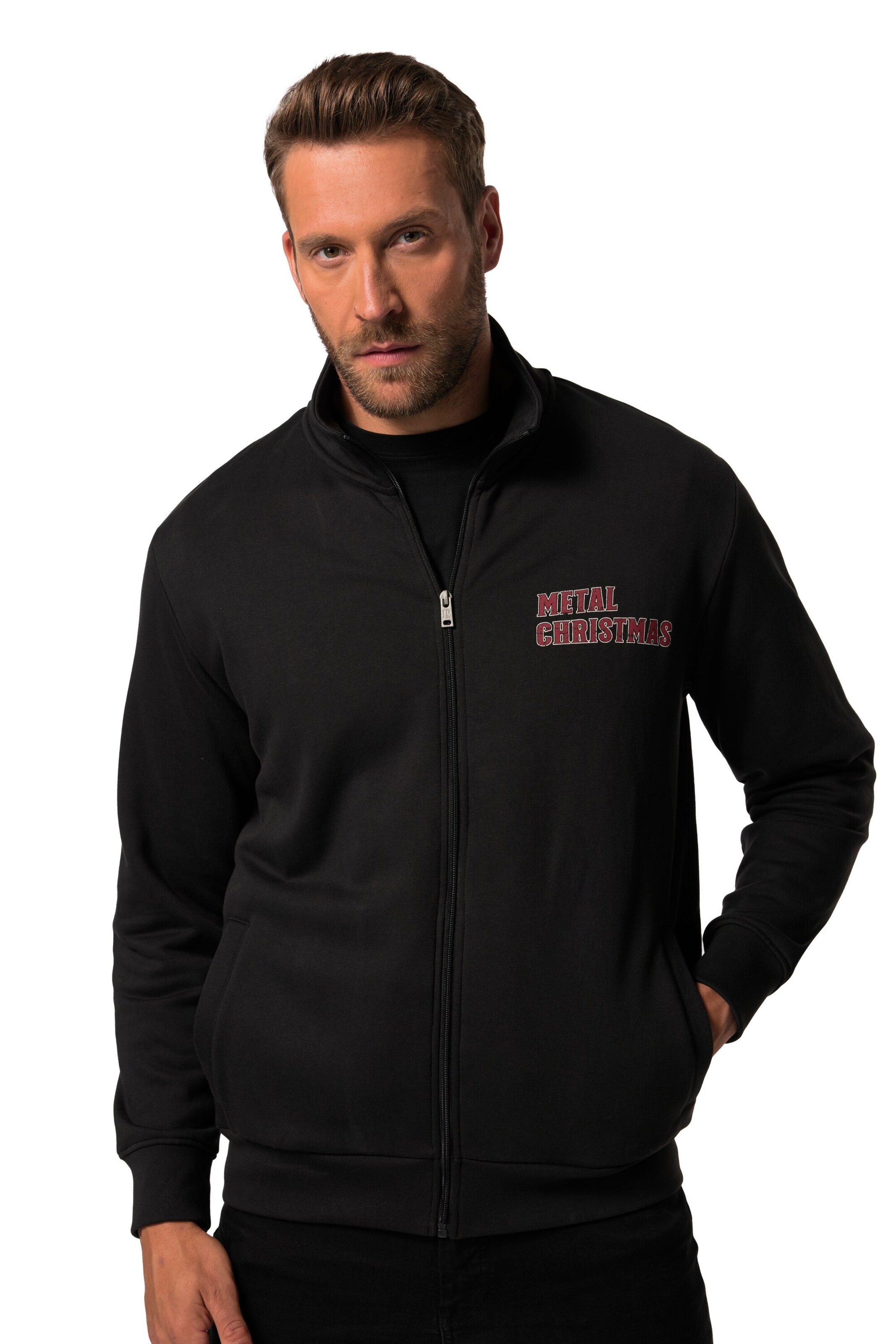 JP1880 Sweatjacke in Schwarz: Vorderseite