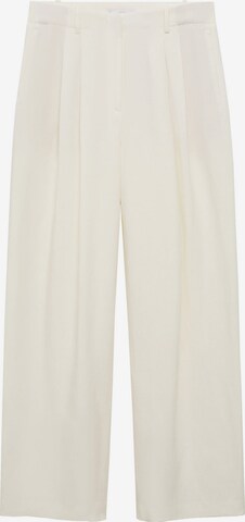 MANGO Wide leg Pleat-Front Pants 'Peach' in White: front