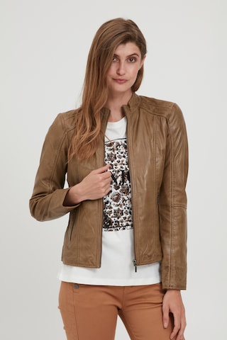 Fransa Between-Season Jacket 'FRBALEATHER' in Brown: front