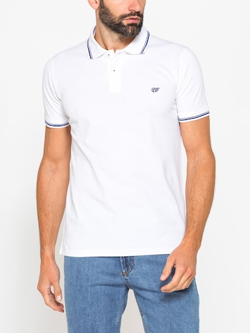 Carrera Jeans Button Up Shirt 'Piqué Polo Tipping' in White: front