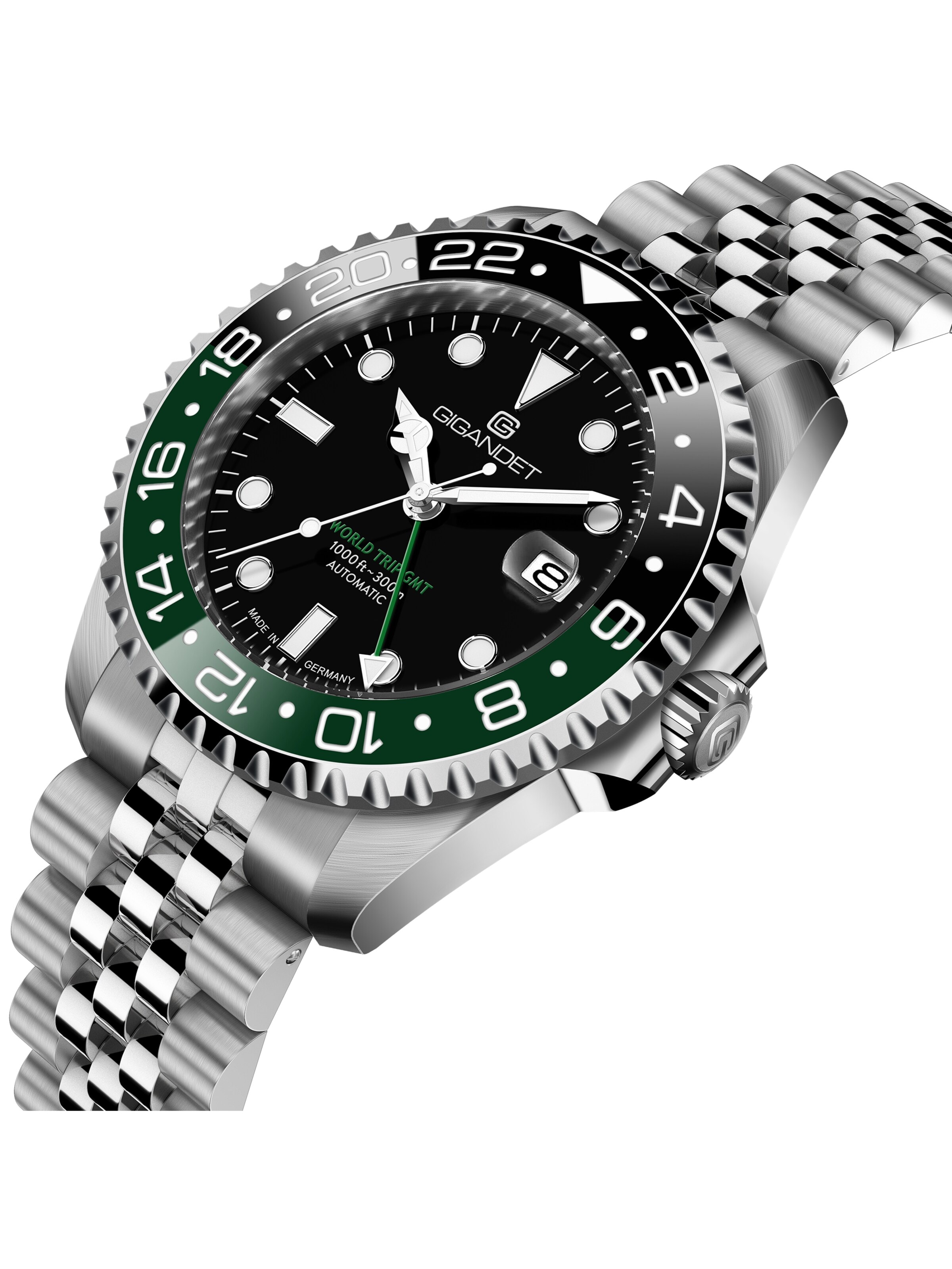 Montre à affichage analogique 'WORLD TRIP GMT CERAMIC' Gigandet en vert