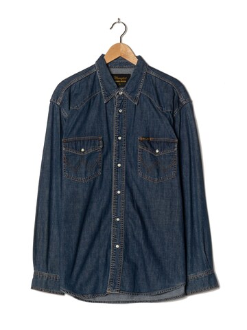 WRANGLER Button Up Shirt in L-XL in Blue: front