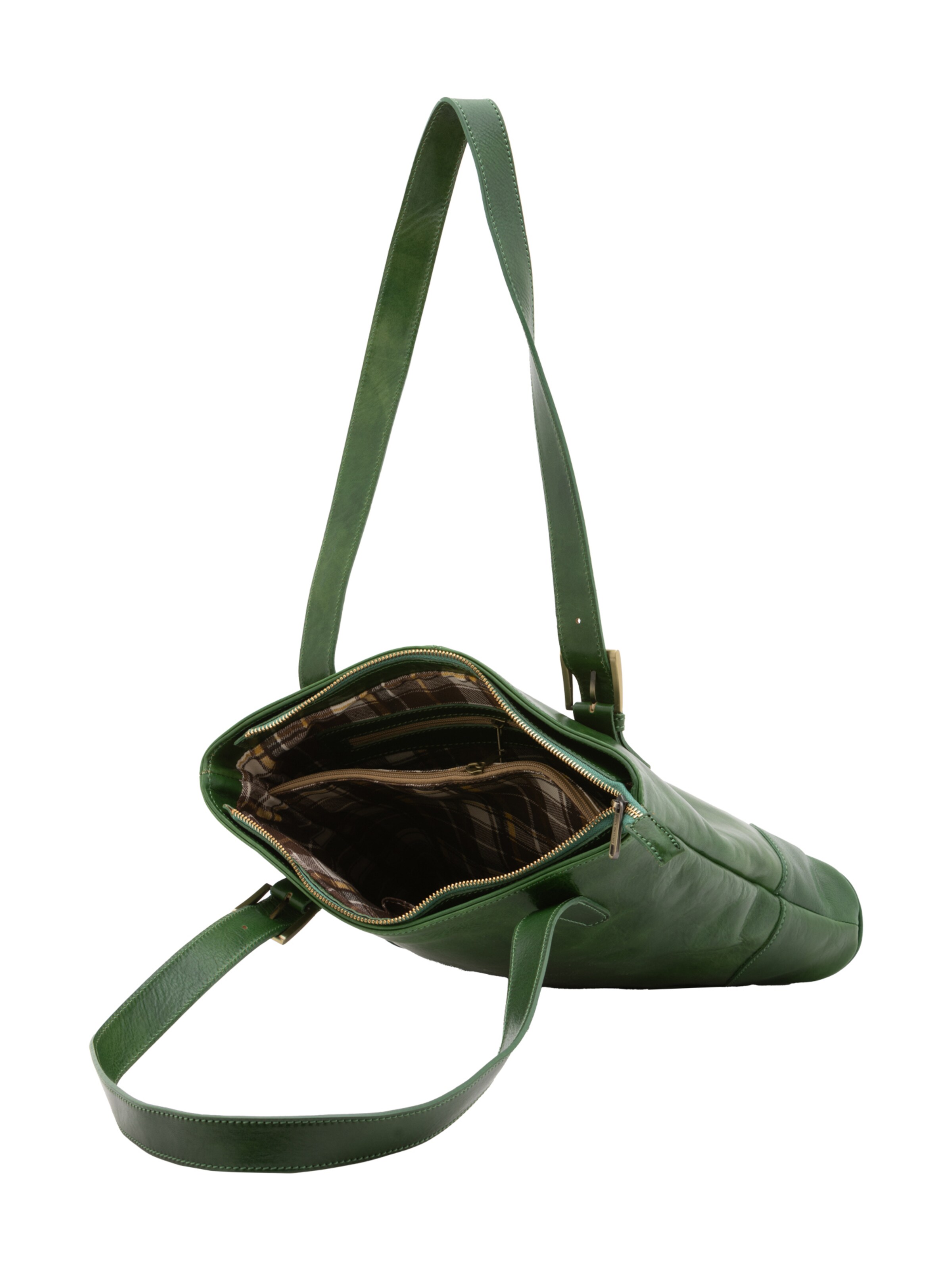 Borsa a spalla 'Borsa a Spalla Donna Pelle Vacchetta - Chiusura Zip' di I Fratelli in verde
