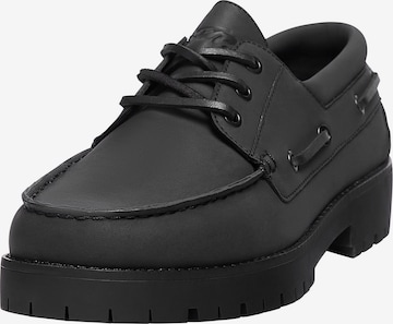 Pull&Bear Moccasins in Black: front