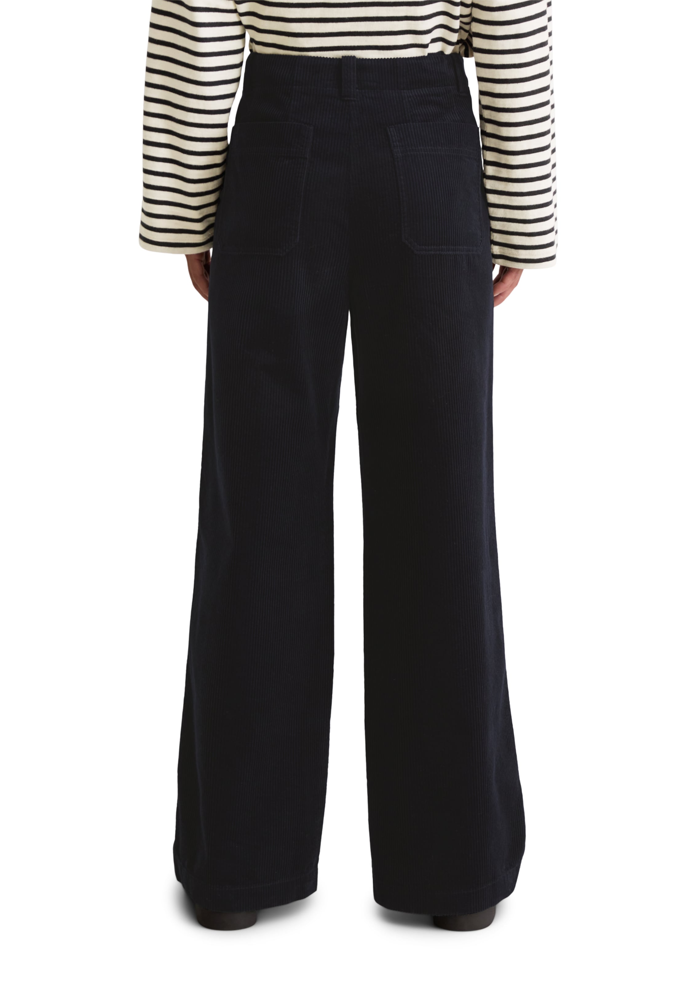 Marc O'Polo Wide leg Broek in Zwart