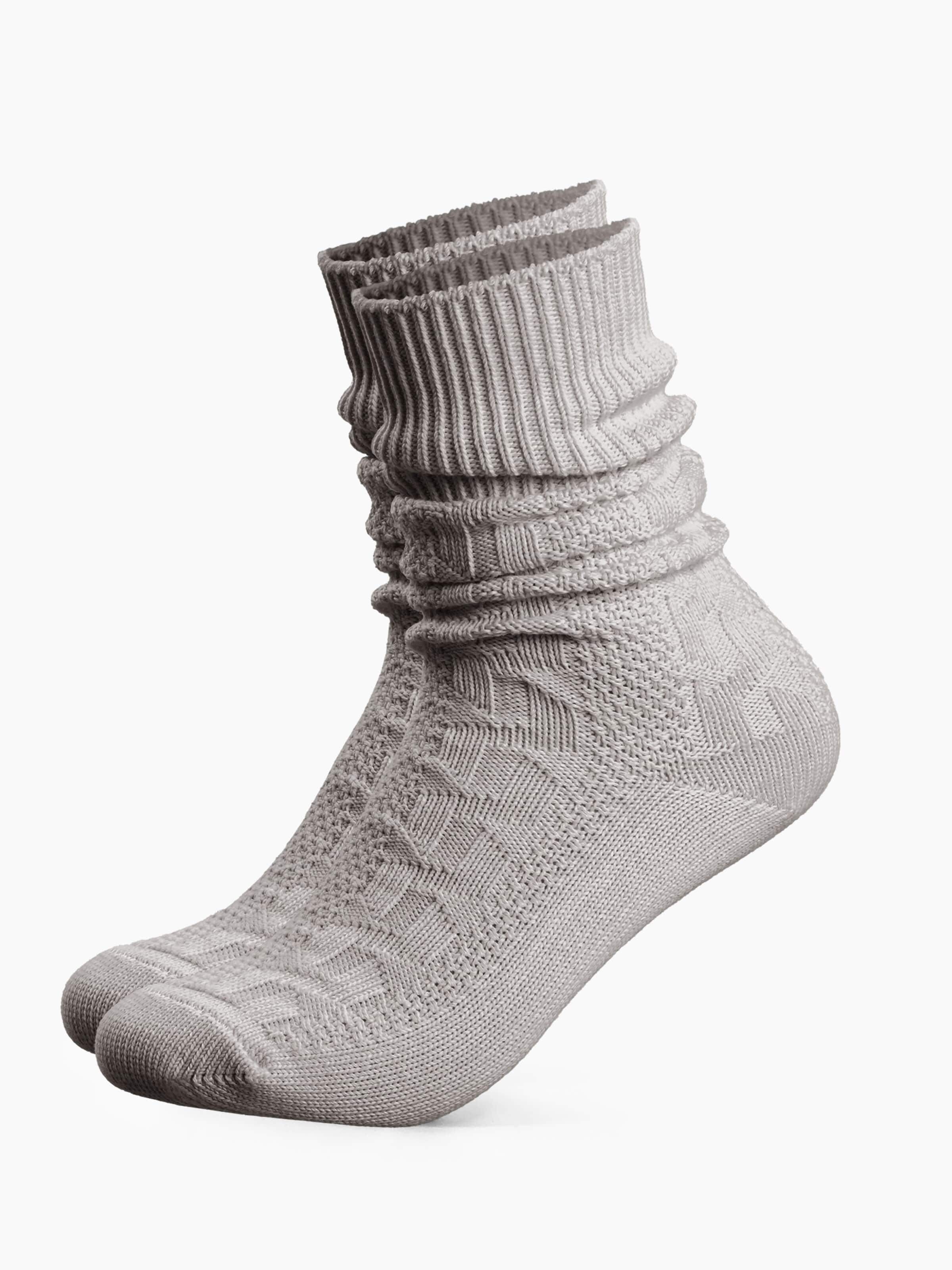 HerzSticht Traditional Socks 'Enzian' in Grey: front