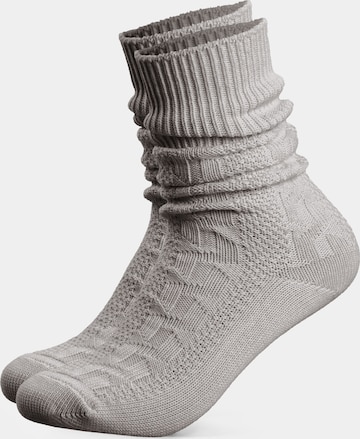 HerzSticht Traditional Socks 'Enzian' in Grey: front