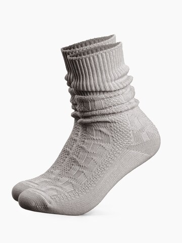 HerzSticht Traditional socks 'Enzian' in Grey: front