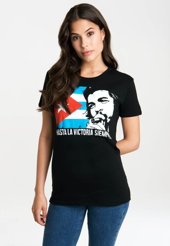 LOGOSHIRT Shirt 'Che - Cuban Flag' in Black: front