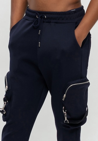 Tom Barron Slimfit Cargobroek in Blauw