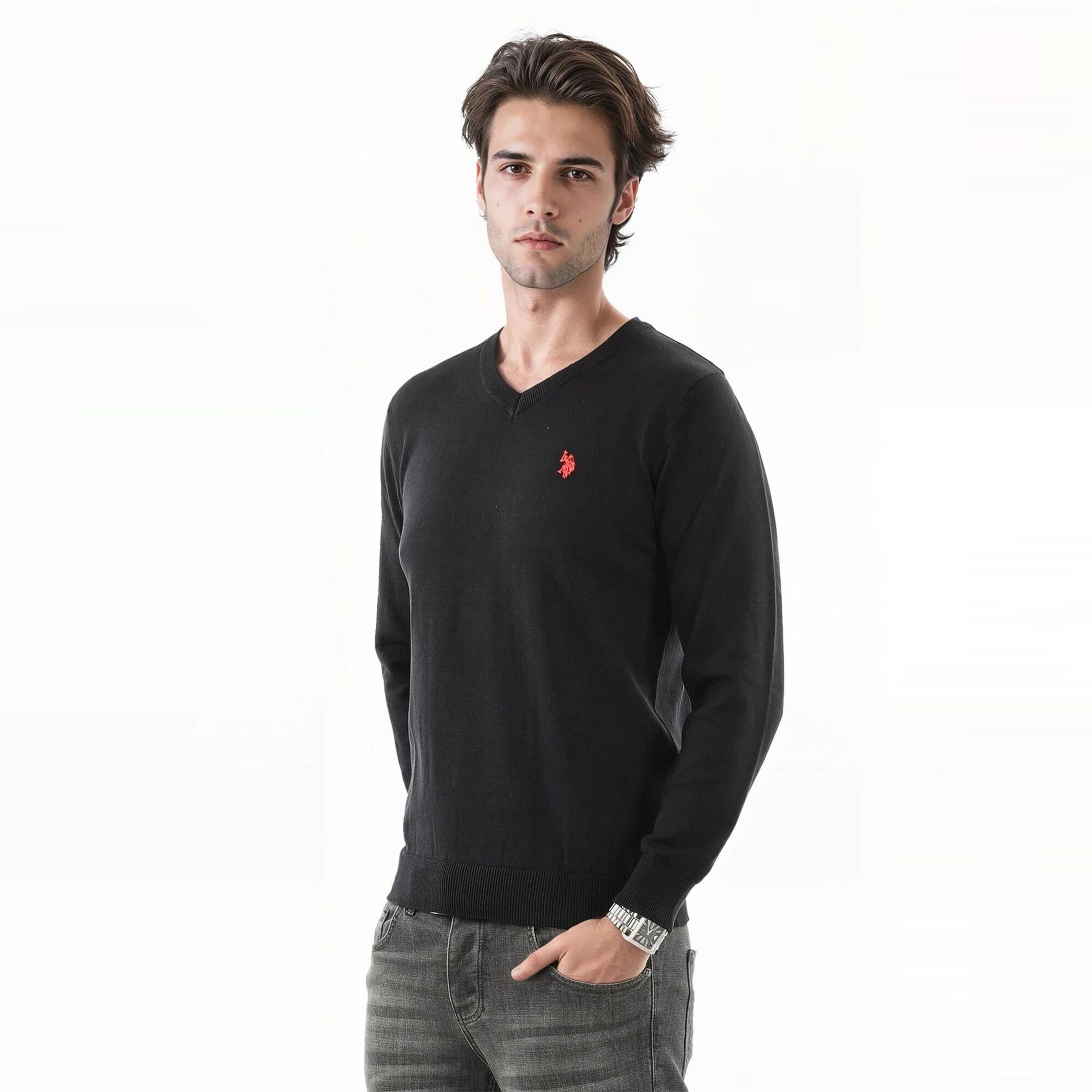 U.S. POLO ASSN. Pullover in Schwarz: Vorderseite