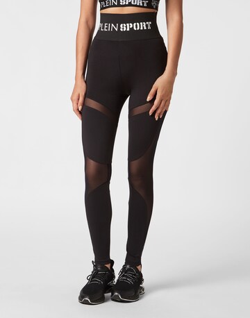 Plein Sport Skinny Leggings in Black: front