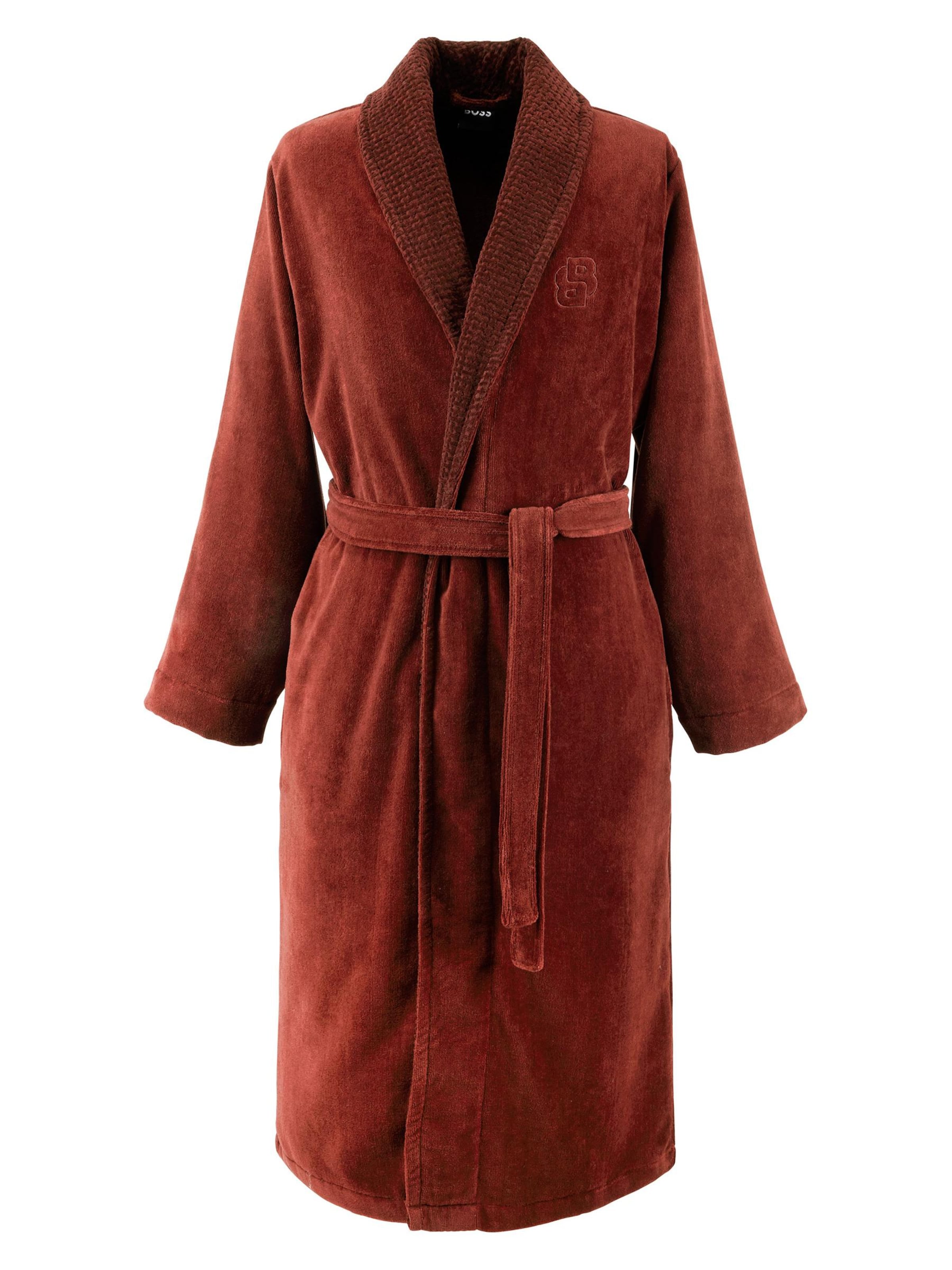 BOSS Home Bademantel lang 'DOUBLEB' in Rot: Vorderseite