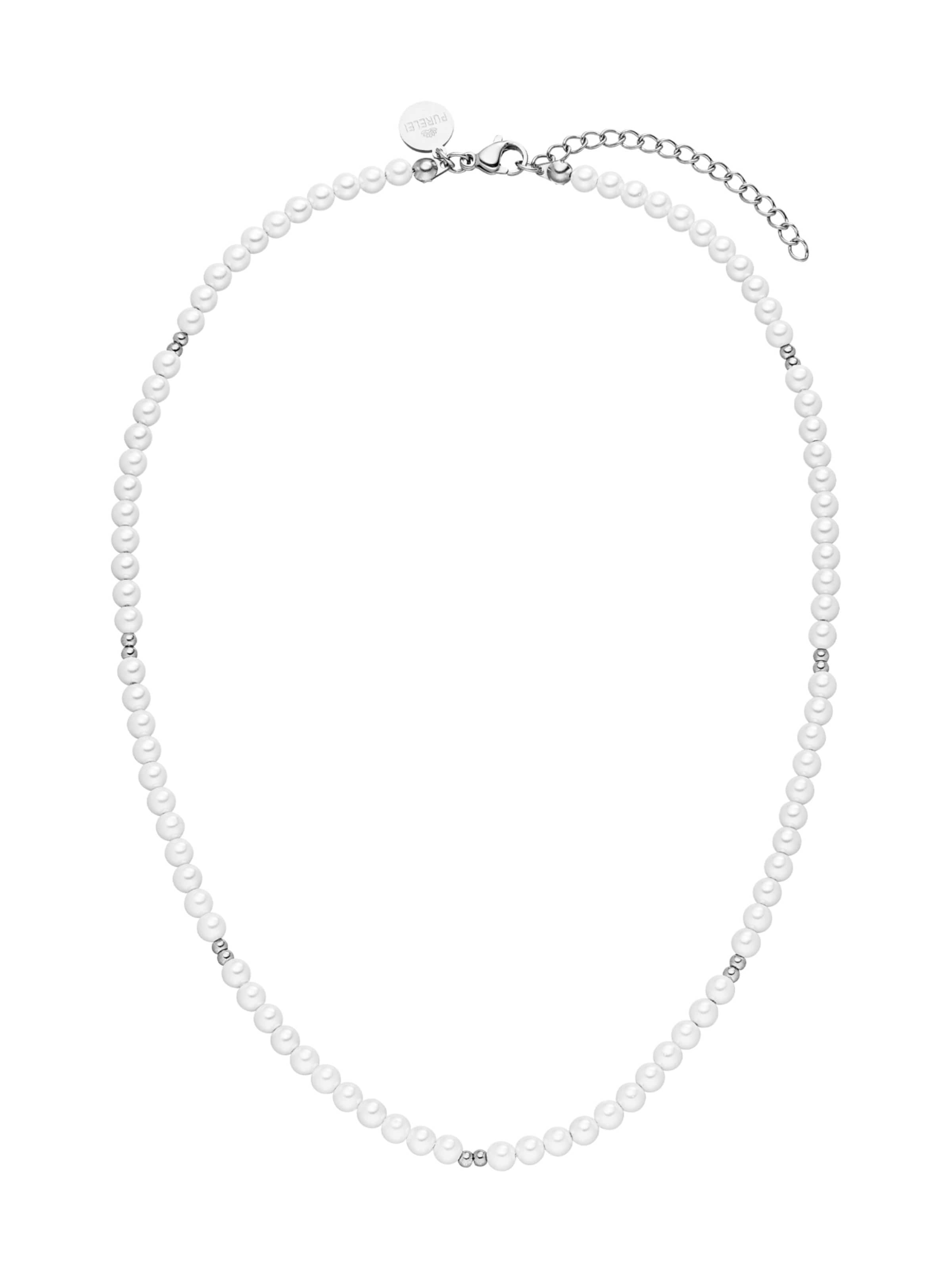 PURELEI Kette 'Finesse' in silber / perlweiß, Produktansicht