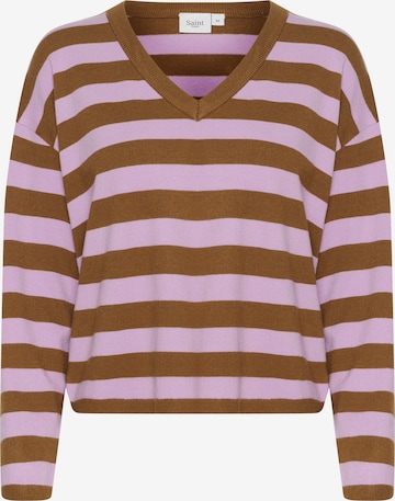 SAINT TROPEZ Trui 'Fikam' in Bruin: voorkant