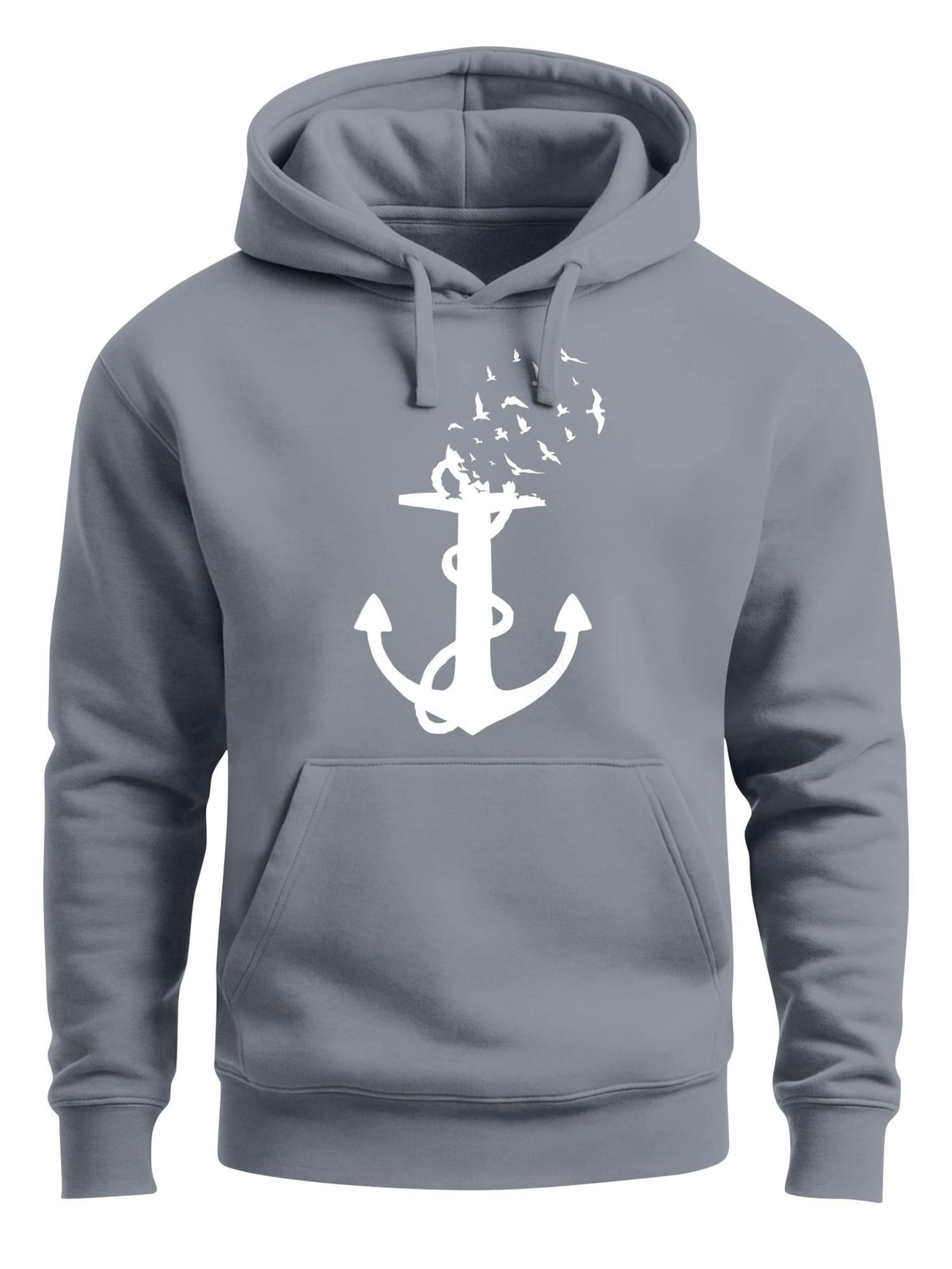 Neverless Sweatshirt 'Anker Vögel' in Grey: front