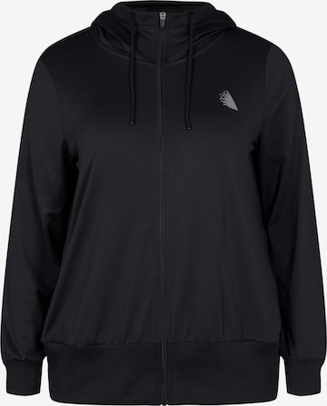 Active by Zizzi Zip-Up Hoodie 'Cannes' in Black: front