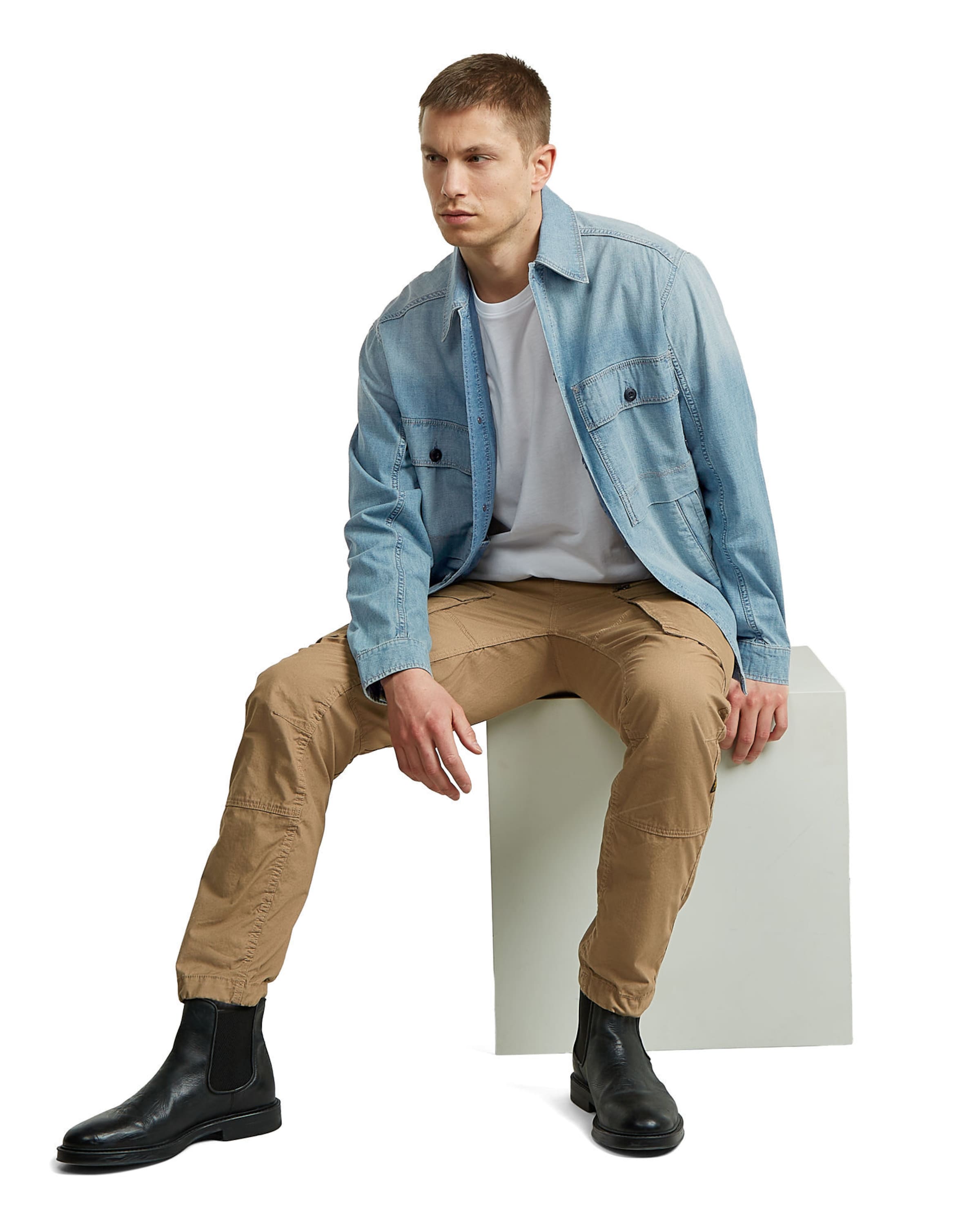 Regular Pantalon cargo 'Zip 3D Regular Tapered Pants' G-STAR en beige