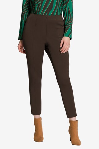 Ulla Popken Slimfit Broek '809530' in Bruin: voorkant