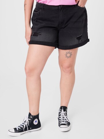 Noisy May Curve Loosefit Shorts 'SMILEY' in Schwarz: predná strana