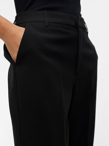 OBJECT Regular Trousers with creases 'Sigrid' in Black