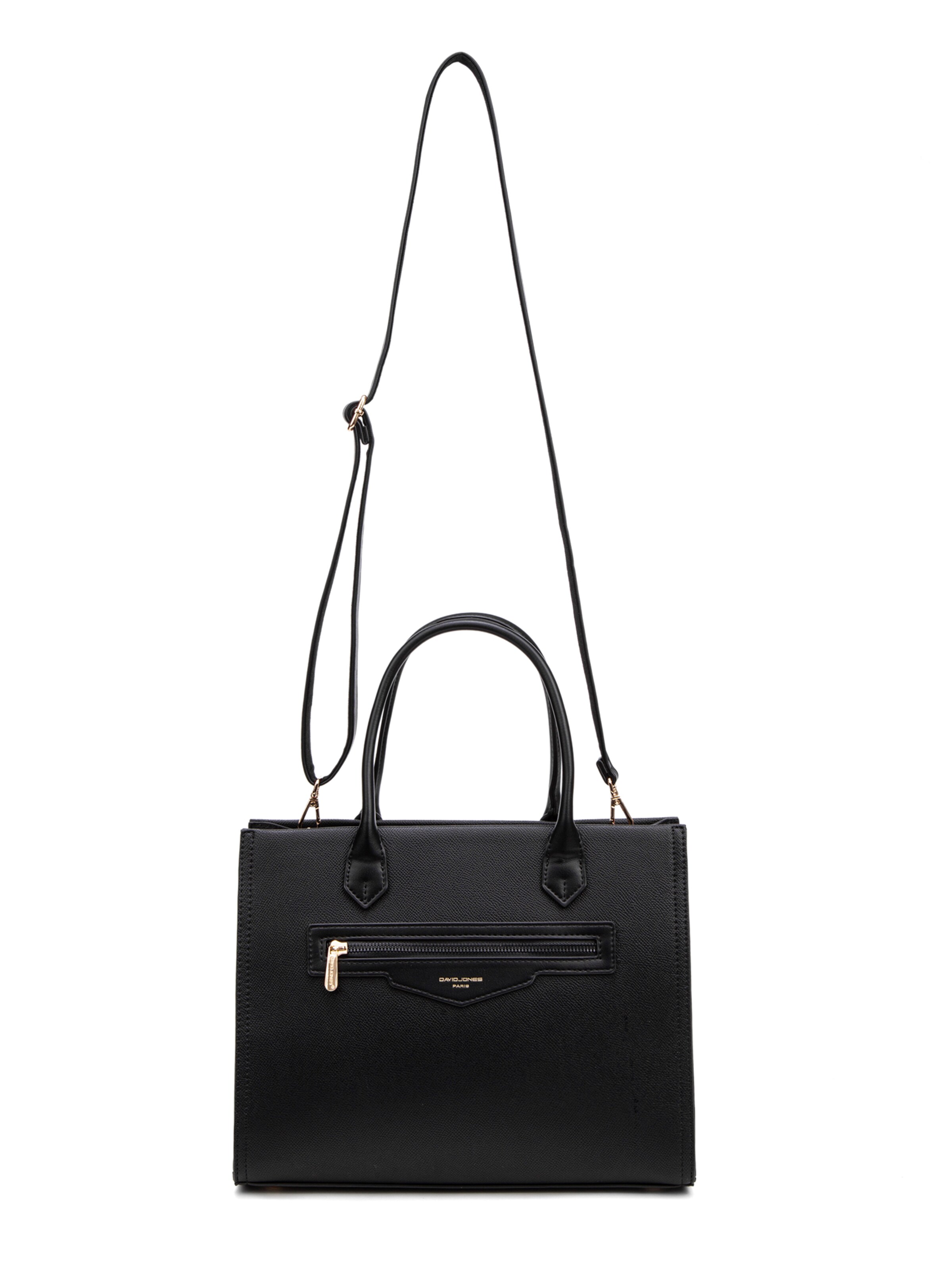 Borsa a mano 'Borsa a Mano Donna Vegan Leather con Zip e Tracolla Rimovibile - David Jones' di David Jones in nero