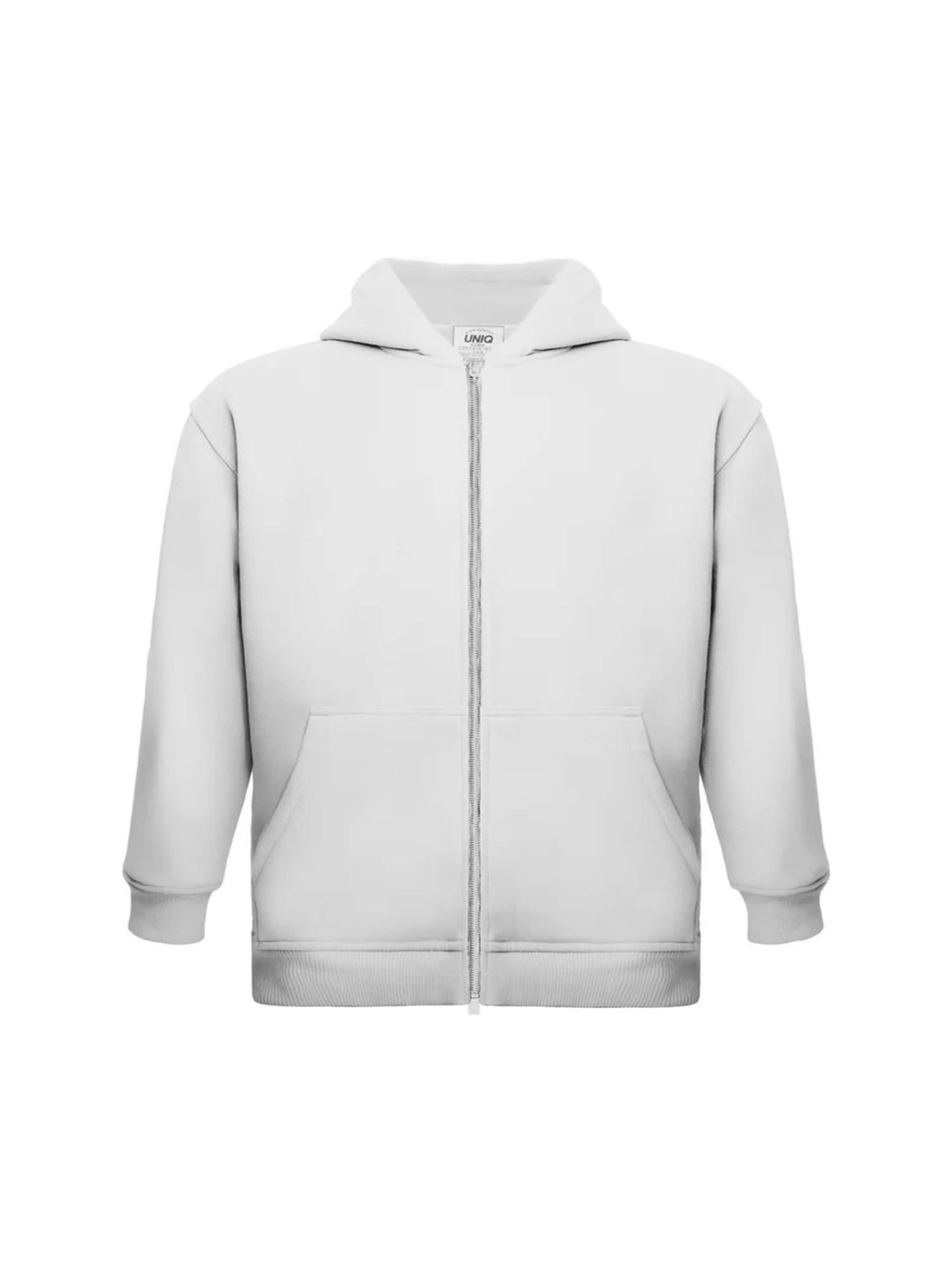 UNIQVIBE Zip-Up Hoodie in White: front