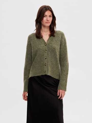 SELECTED FEMME Knit Cardigan in Green: front
