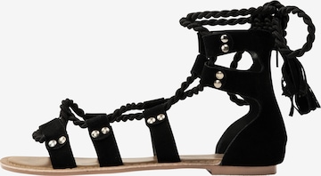 DreiMaster Vintage Strap Sandals in Black: front
