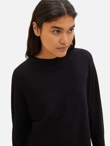 TOM TAILOR DENIM Pullover 'Mock' in Schwarz