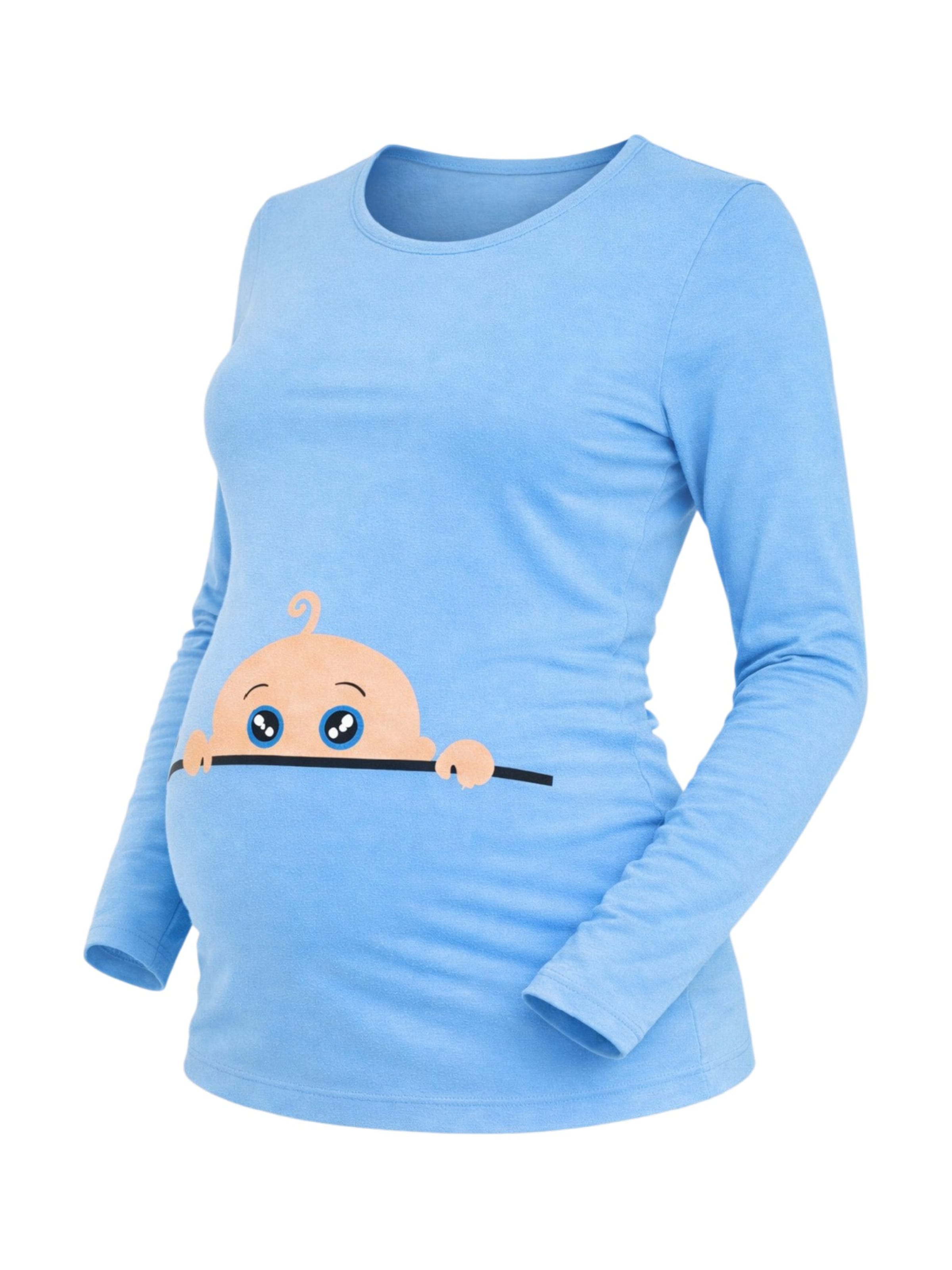 M.M.C. Shirt 'Neugieriges Baby Umstandslangarmshirt' in Blue: front