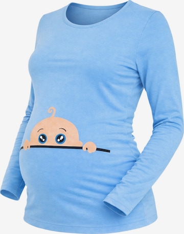 M.M.C. Shirt 'Neugieriges Baby Umstandslangarmshirt' in Blue: front