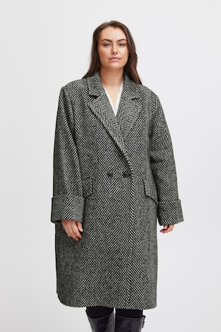 Fransa Curve Between-Seasons Coat 'Palma' in Black: front