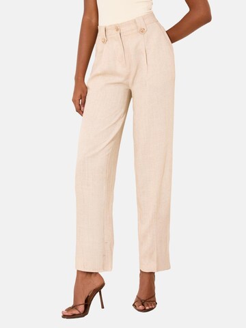 Lipsy Tapered Bukser med lægfolder i beige: forside