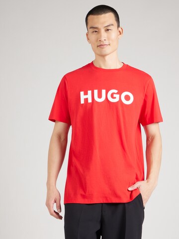 HUGO Μπλουζάκι 'Dulivio' σε κόκκινο: μπροστά