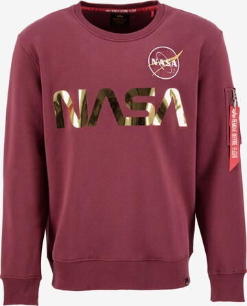 ALPHA INDUSTRIES Sweatshirt 'Nasa Reflective' in Rood: voorkant